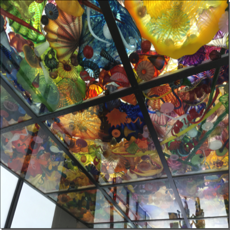 Chihuly Glass over the walkway across street to the Glass Museum