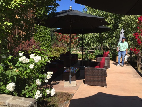 Another view of front patio at Oak Farm .