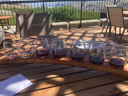 Another view of the sampling wines.