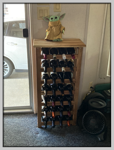 New Wine Rack to hold some of our summer's finds!